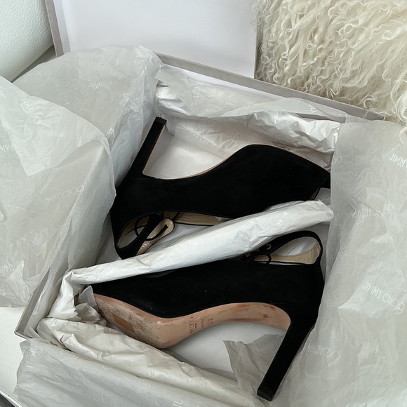 Jimmy Choo "Sayra" black suede heels - Picture 7 of 8